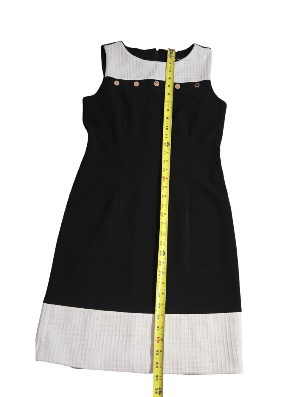 Ivanka Trump Black Cream Button-Trim Sheath Office Mini Dress Sleevless Cocktail - Picture 6 of 7
